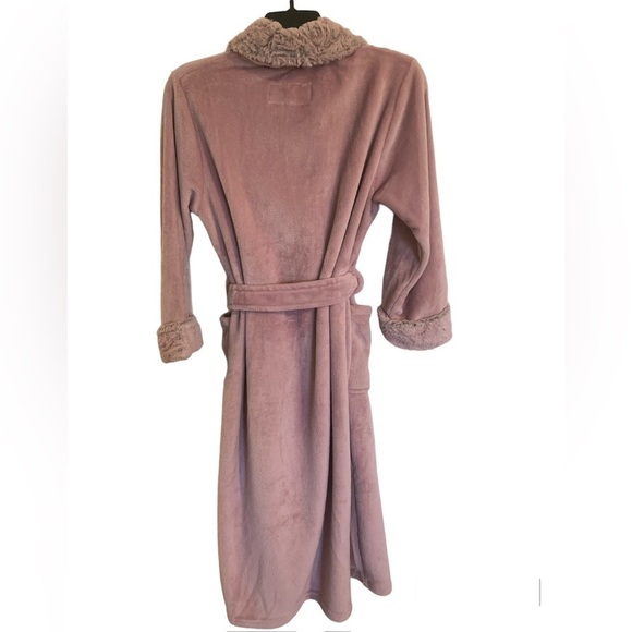 Carole Hockman robe luxurious wrap mauve faux fur size medium patch pockets NWOT - Picture 9 of 16
